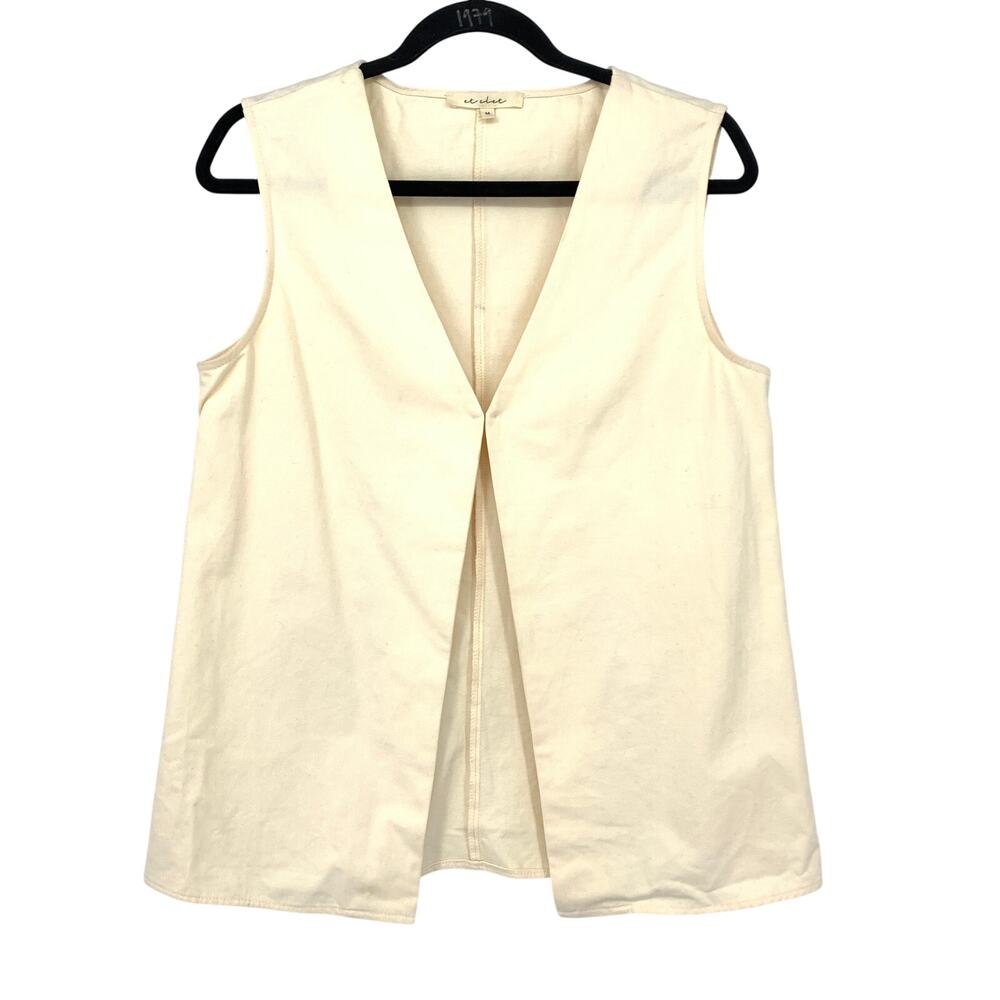 Et Clet Womens Sleeveless Open Front Vest Cream Minimalist Layering Top Size M